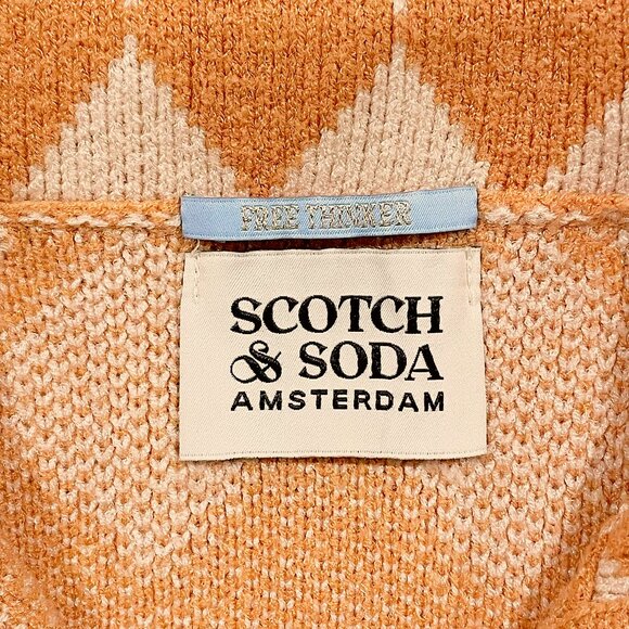 Scotch & Soda Kids Argyle Checkerboard Knit Sweater – Size 10/140 – Tan & Cream - Picture 6 of 12